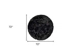 6' X 6' Black Round Faux Fur Washable Non Skid Area Rug - Homeroots - Flyclothing LLC