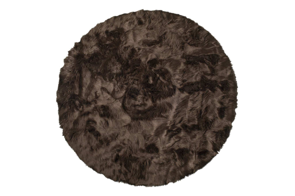 6' X 6' Chocolate Round Faux Fur Washable Non Skid Area Rug - Homeroots - Flyclothing LLC