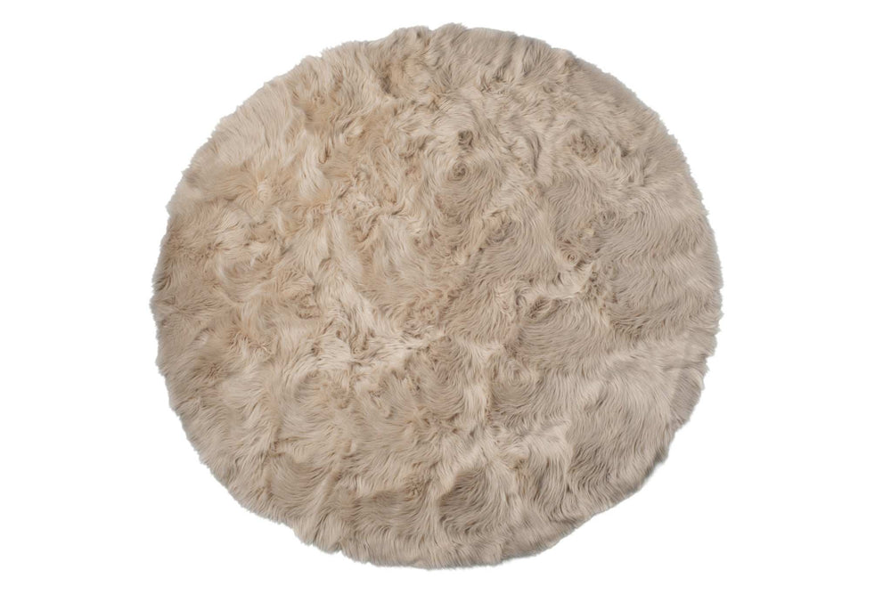 6' X 6' Taupe Round Faux Fur Washable Non Skid Area Rug - Homeroots - Flyclothing LLC