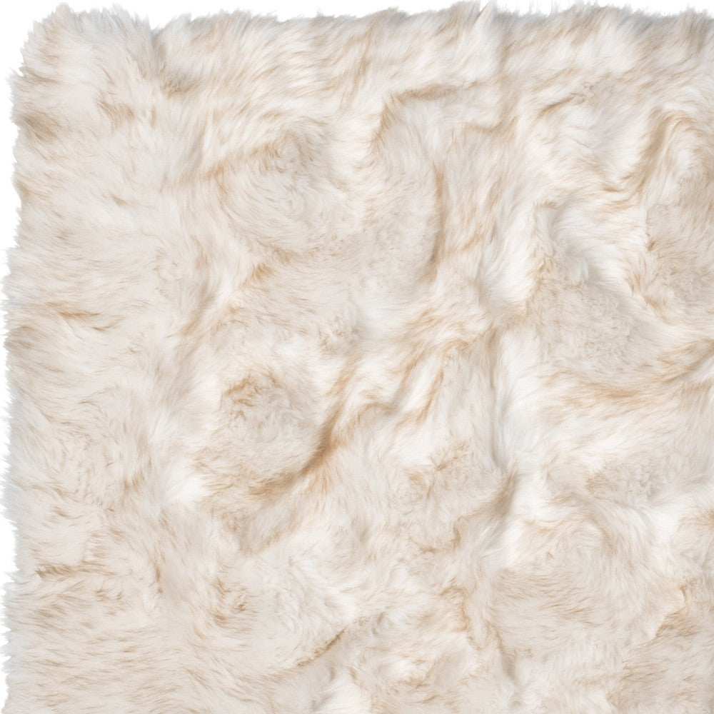 3' X 5' Ombre Tan Faux Fur Washable Non Skid Area Rug - Homeroots - Flyclothing LLC