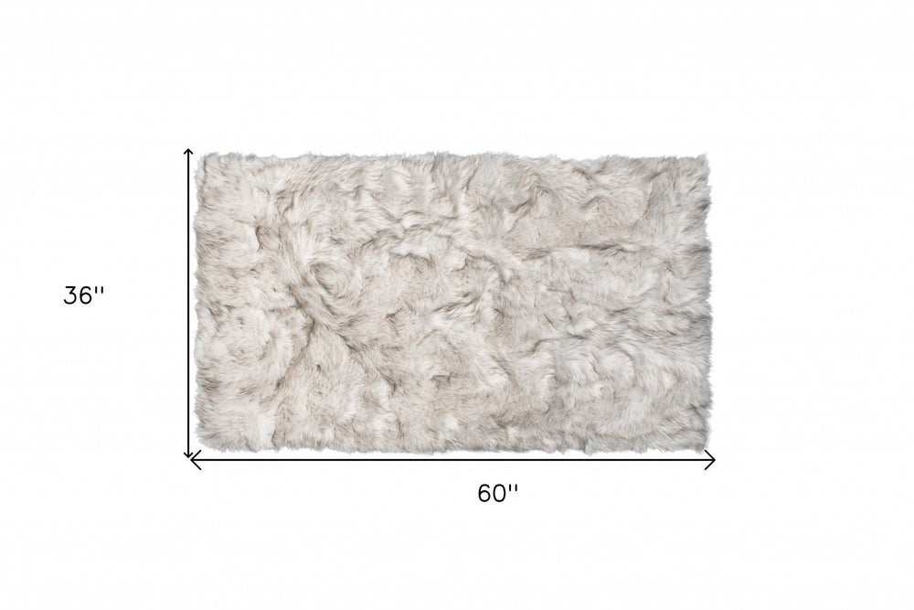 3' X 5' Chocolate Faux Fur Ombre Non Skid Area Rug - Homeroots - Flyclothing LLC