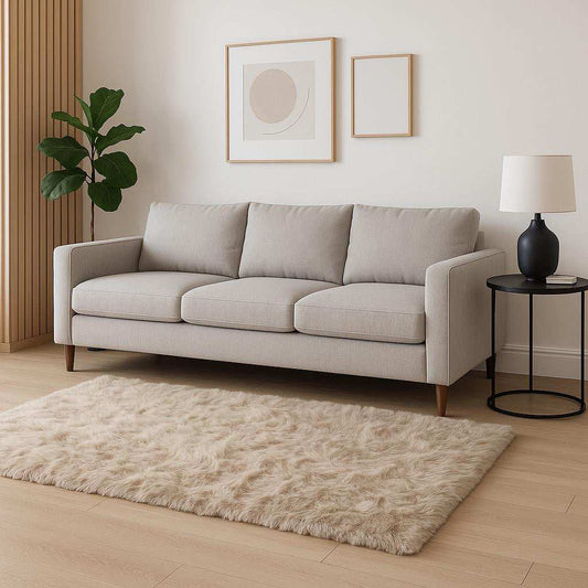 5' X 8' Taupe Faux Fur Non Skid Area Rug - Homeroots - Flyclothing LLC