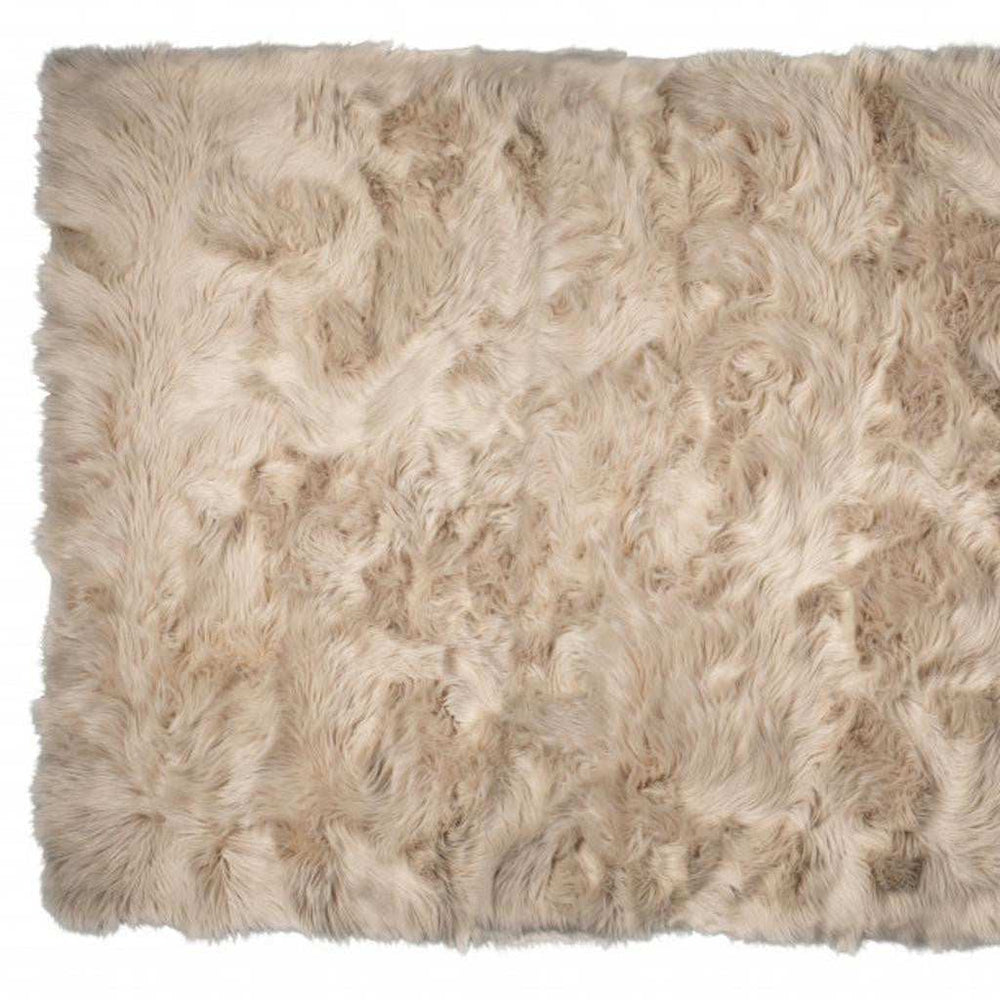 5' X 8' Taupe Faux Fur Non Skid Area Rug - Homeroots - Flyclothing LLC