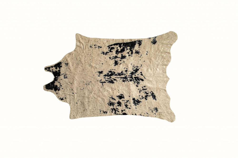 4' X 5' Off White Black And Gold Faux Cowhide Non Skid Area Rug - Homeroots - Flyclothing LLC