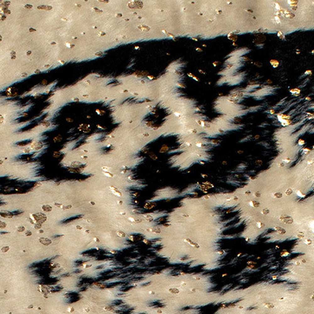 4' X 5' Off White Black And Gold Faux Cowhide Non Skid Area Rug - Homeroots - Flyclothing LLC