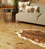4' X 5' Off White And Brown Faux Cowhide Non Skid Area Rug - Homeroots - Flyclothing LLC
