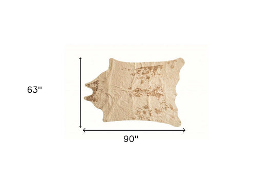 5' X 8' Off White And Silver Faux Cowhide Washable Non Skid Area Rug - Homeroots - Flyclothing LLC