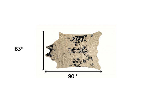 5' X 8' Off White Black and Gold Faux Cowhide Washable Area Rug - Homeroots - Flyclothing LLC