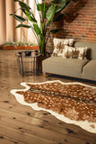 5' X 8' Off White And Brown Faux Cowhide Tufted Washable Non Skid Area Rug - Homeroots - Flyclothing LLC
