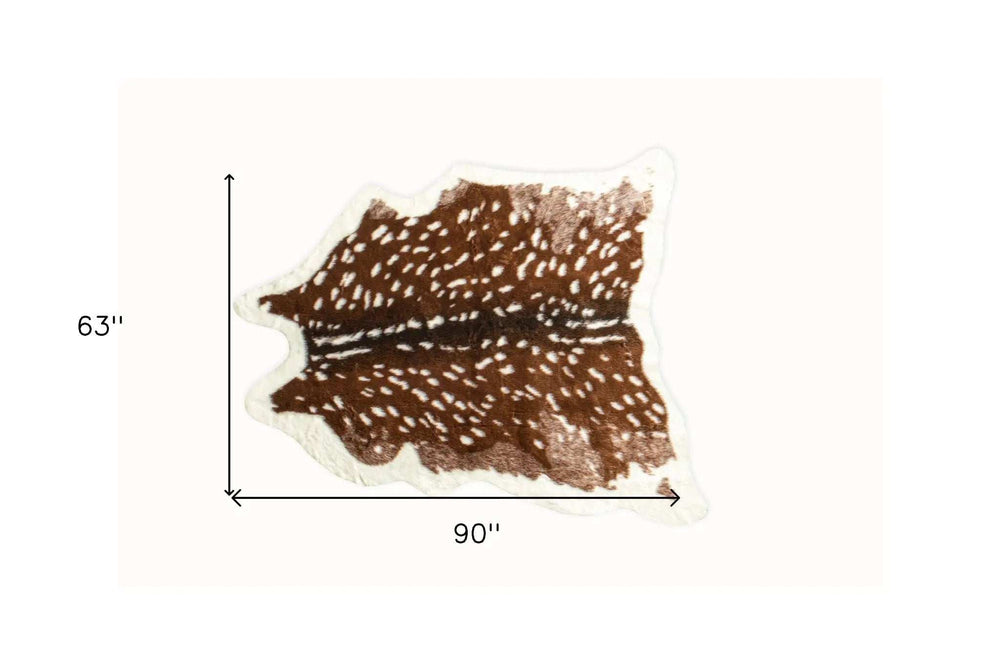 5' X 8' Off White And Brown Faux Cowhide Tufted Washable Non Skid Area Rug - Homeroots - Flyclothing LLC