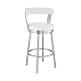 30" White And Silver Iron Swivel Backless Bar Height Bar Chair - Homeroots - Flyclothing LLC