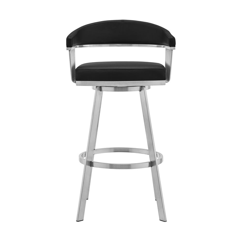 25" Black And Silver Iron Swivel Backless Counter Height Bar Chair - Homeroots - Flyclothing LLC