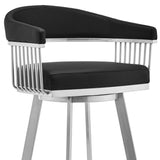 25" Black And Silver Iron Swivel Backless Counter Height Bar Chair - Homeroots - Flyclothing LLC