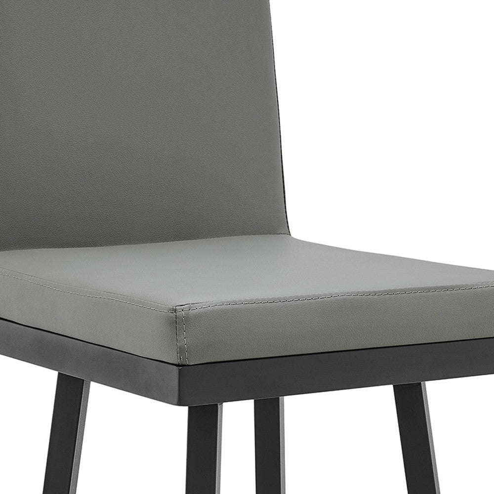 30" Gray And Black Faux Leather And Iron Swivel Bar Height Bar Chair - Homeroots