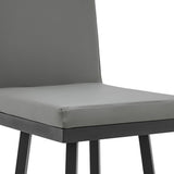 30" Gray And Black Faux Leather And Iron Swivel Bar Height Bar Chair - Homeroots