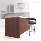 30" Chocolate And Gray Faux Leather And Iron Swivel Low Back Bar Height Bar Chair - Homeroots - Flyclothing LLC