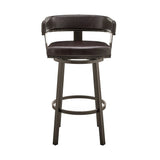 30" Chocolate And Gray Faux Leather And Iron Swivel Low Back Bar Height Bar Chair - Homeroots - Flyclothing LLC