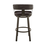 30" Chocolate And Gray Faux Leather And Iron Swivel Low Back Bar Height Bar Chair - Homeroots - Flyclothing LLC
