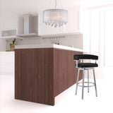 26" Black And Silver Faux Leather And Iron Swivel Low Back Counter Height Bar Chair - Homeroots - Flyclothing LLC