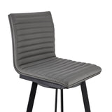 26" Gray And Black Faux Leather And Iron Swivel Counter Height Bar Chair - Homeroots - Flyclothing LLC