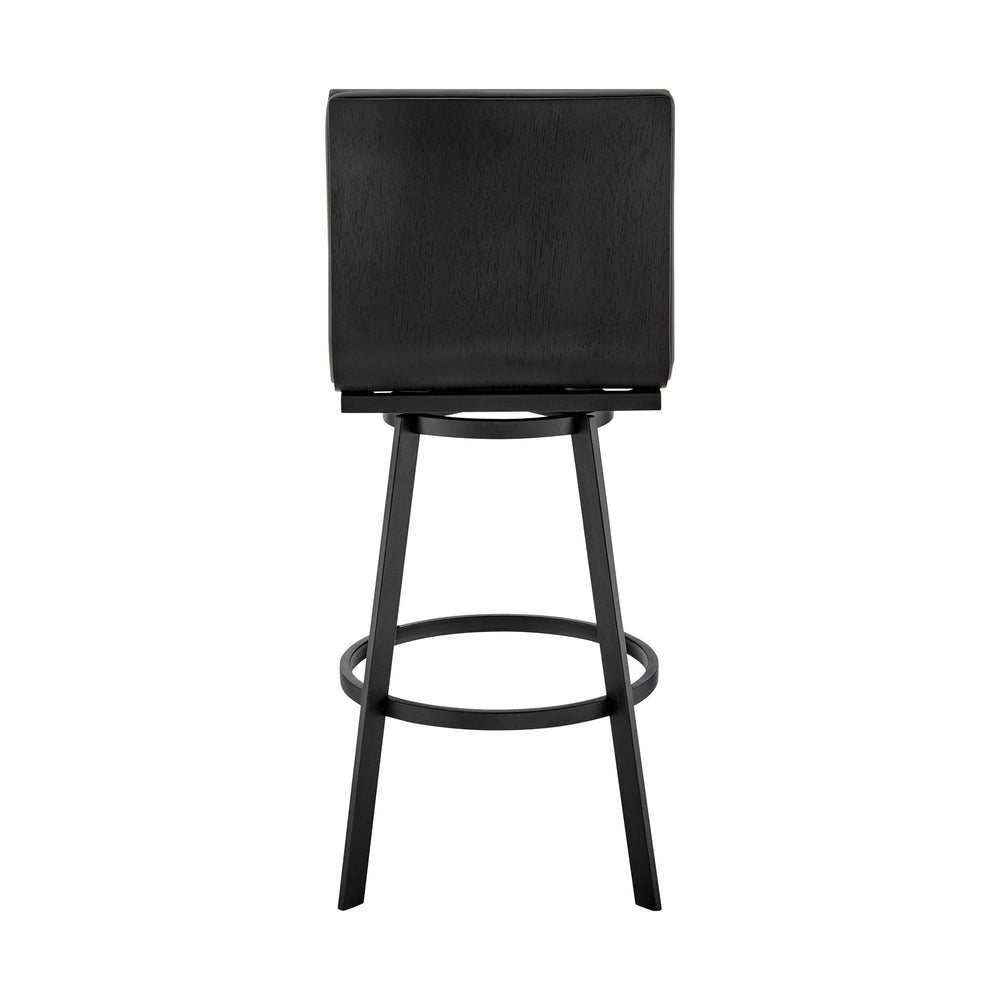 26" Gray And Black Faux Leather And Iron Swivel Counter Height Bar Chair - Homeroots - Flyclothing LLC