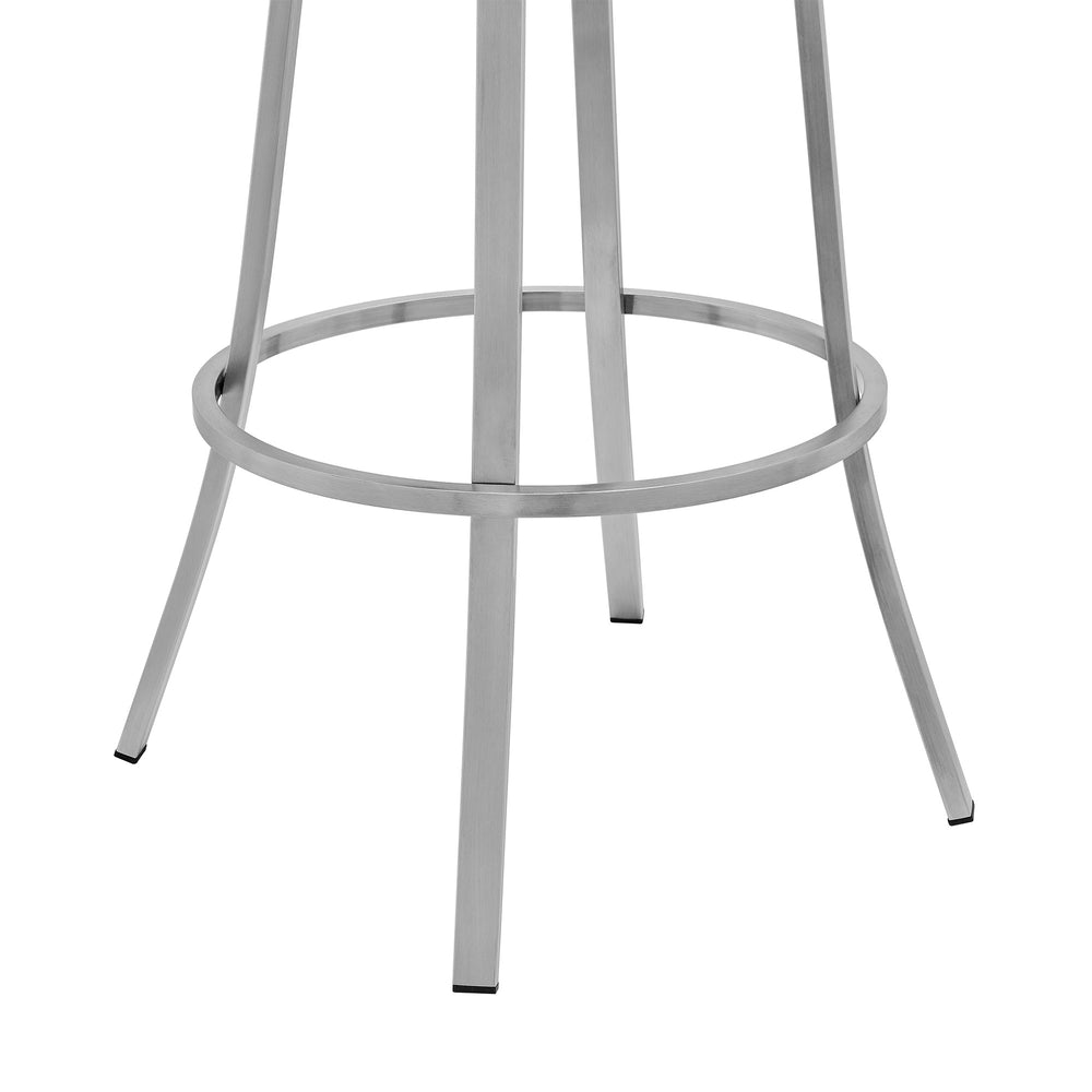 30" Gray And Silver Faux Leather And Iron Swivel Low Back Bar Height Bar Chair - Homeroots - Flyclothing LLC