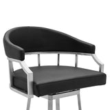 26" Black And Silver Faux Leather And Iron Swivel Low Back Counter Height Bar Chair - Homeroots - Flyclothing LLC