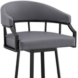 26" Slate Gray And Black Steel Swivel Low Back Counter Height Bar Chair - Homeroots - Flyclothing LLC