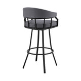 26" Slate Gray And Black Steel Swivel Low Back Counter Height Bar Chair - Homeroots - Flyclothing LLC