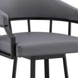 26" Slate Gray And Black Steel Swivel Low Back Counter Height Bar Chair - Homeroots - Flyclothing LLC