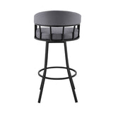 26" Slate Gray And Black Steel Swivel Low Back Counter Height Bar Chair - Homeroots - Flyclothing LLC