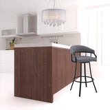 30" Slate Gray And Black Faux Leather And Iron Swivel Low Back Bar Height Bar Chair - Homeroots - Flyclothing LLC