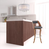 29" Gray And Brown Faux Leather Swivel Bar Height Bar Chair - Homeroots - Flyclothing LLC