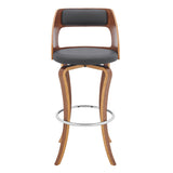 29" Gray And Brown Faux Leather Swivel Bar Height Bar Chair - Homeroots - Flyclothing LLC