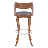 29" Gray And Brown Faux Leather Swivel Bar Height Bar Chair - Homeroots - Flyclothing LLC