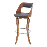 29" Gray And Brown Faux Leather Swivel Bar Height Bar Chair - Homeroots - Flyclothing LLC