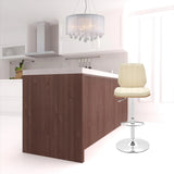 25" Cream And Silver Faux Leather And Steel Swivel Adjustable Height Bar Chair - Homeroots - Flyclothing LLC
