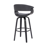 27" Gray And Black Faux Leather And Solid Wood Swivel Low Back Counter Height Bar Chair - Homeroots - Flyclothing LLC