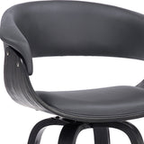 27" Gray And Black Faux Leather And Solid Wood Swivel Low Back Counter Height Bar Chair - Homeroots - Flyclothing LLC