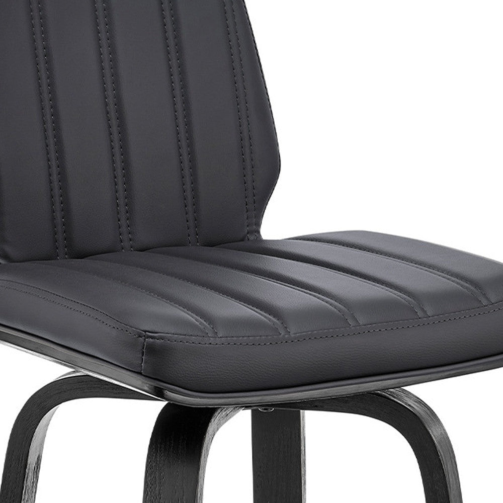 27" Gray And Black Faux Leather And Iron Swivel Counter Height Bar Chair - Homeroots - Flyclothing LLC