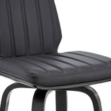 27" Gray And Black Faux Leather And Iron Swivel Counter Height Bar Chair - Homeroots - Flyclothing LLC