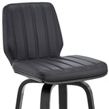 27" Gray And Black Faux Leather And Iron Swivel Counter Height Bar Chair - Homeroots - Flyclothing LLC