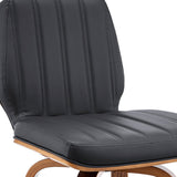 31" Gray And Brown Faux Leather And Solid and Manufactured Wood Swivel Bar Height Bar Chair - Homeroots