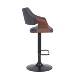 25" Gray And Black Iron Swivel Adjustable Height Bar Chair - Homeroots - Flyclothing LLC