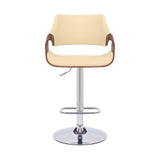 25" Cream And Silver Iron Swivel Adjustable Height Bar Chair - Homeroots - Flyclothing LLC