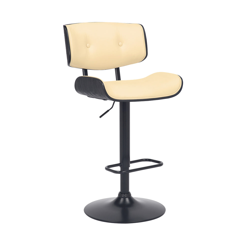 25" Cream And Black Iron Swivel Adjustable Height Bar Chair - Homeroots - Flyclothing LLC