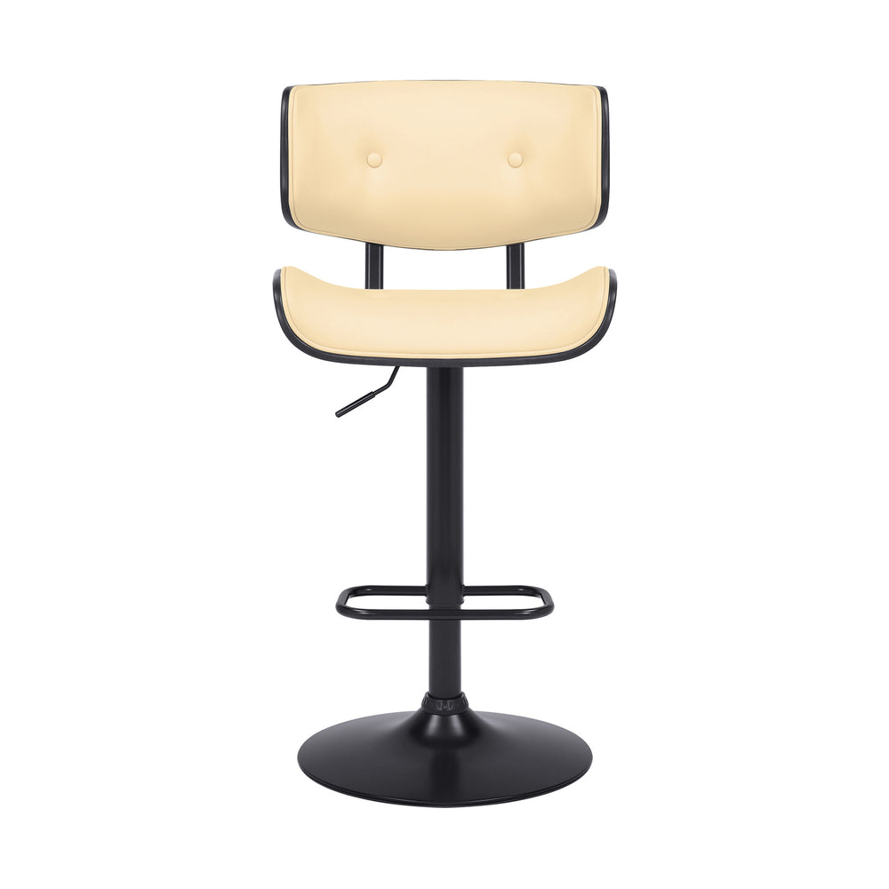 25" Cream And Black Iron Swivel Adjustable Height Bar Chair - Homeroots - Flyclothing LLC