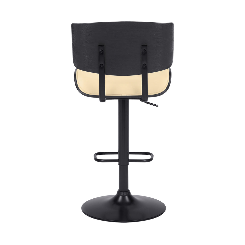 25" Cream And Black Iron Swivel Adjustable Height Bar Chair - Homeroots - Flyclothing LLC