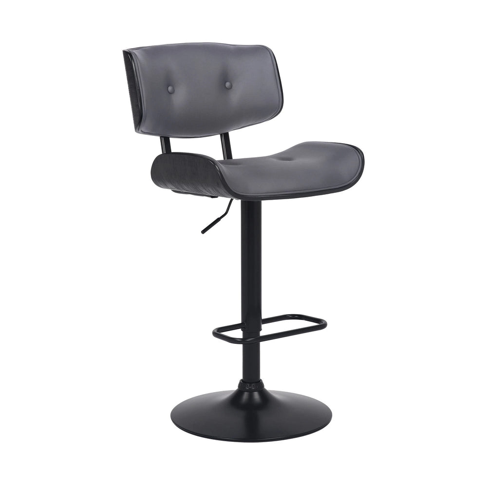 25" Gray And Black Iron Swivel Adjustable Height Bar Chair - Homeroots - Flyclothing LLC