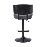 25" Gray And Black Iron Swivel Adjustable Height Bar Chair - Homeroots - Flyclothing LLC